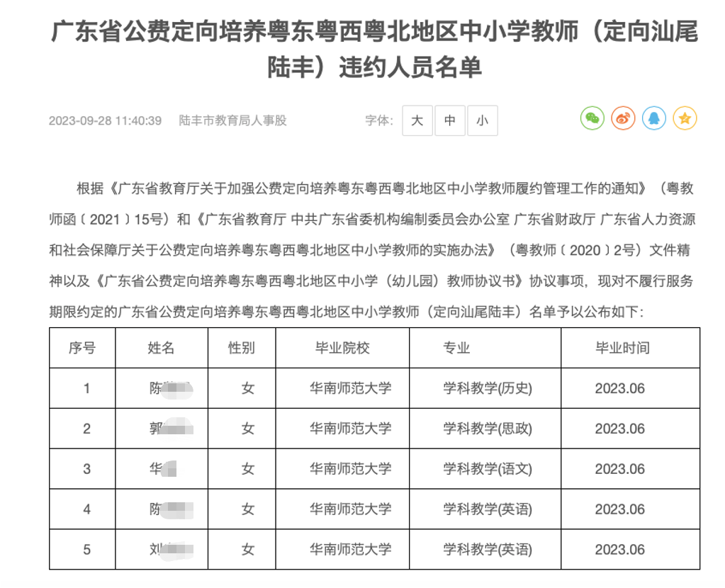 “多名公费师范毕业生未履约被通报”，应该增加惩罚性赔偿吗？