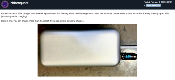 Vision Pro更多细节曝光 电池包支持65W充电功率